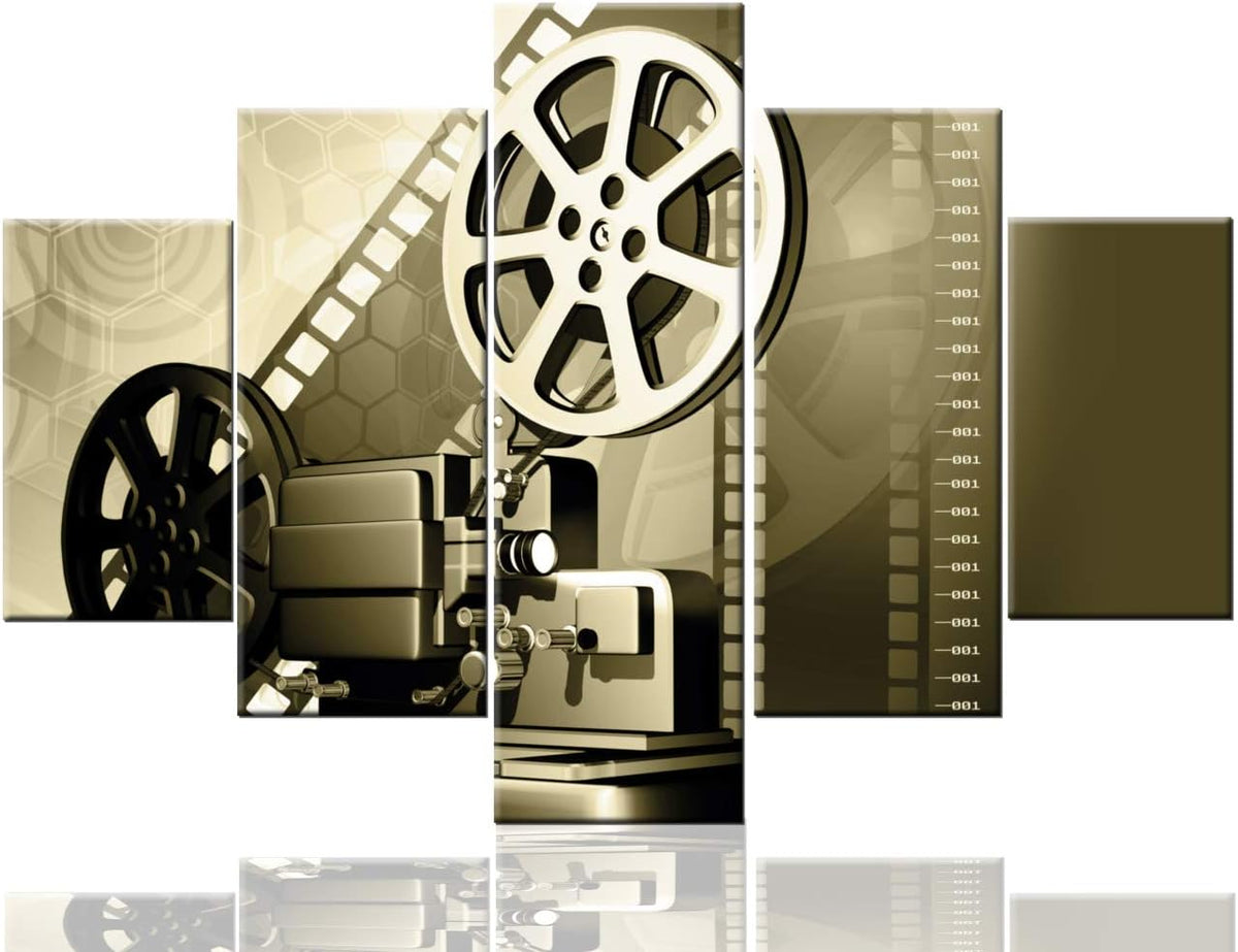 Vintage Film Clapper Movie Projector 5 Piece Canvas Wall Art V12305