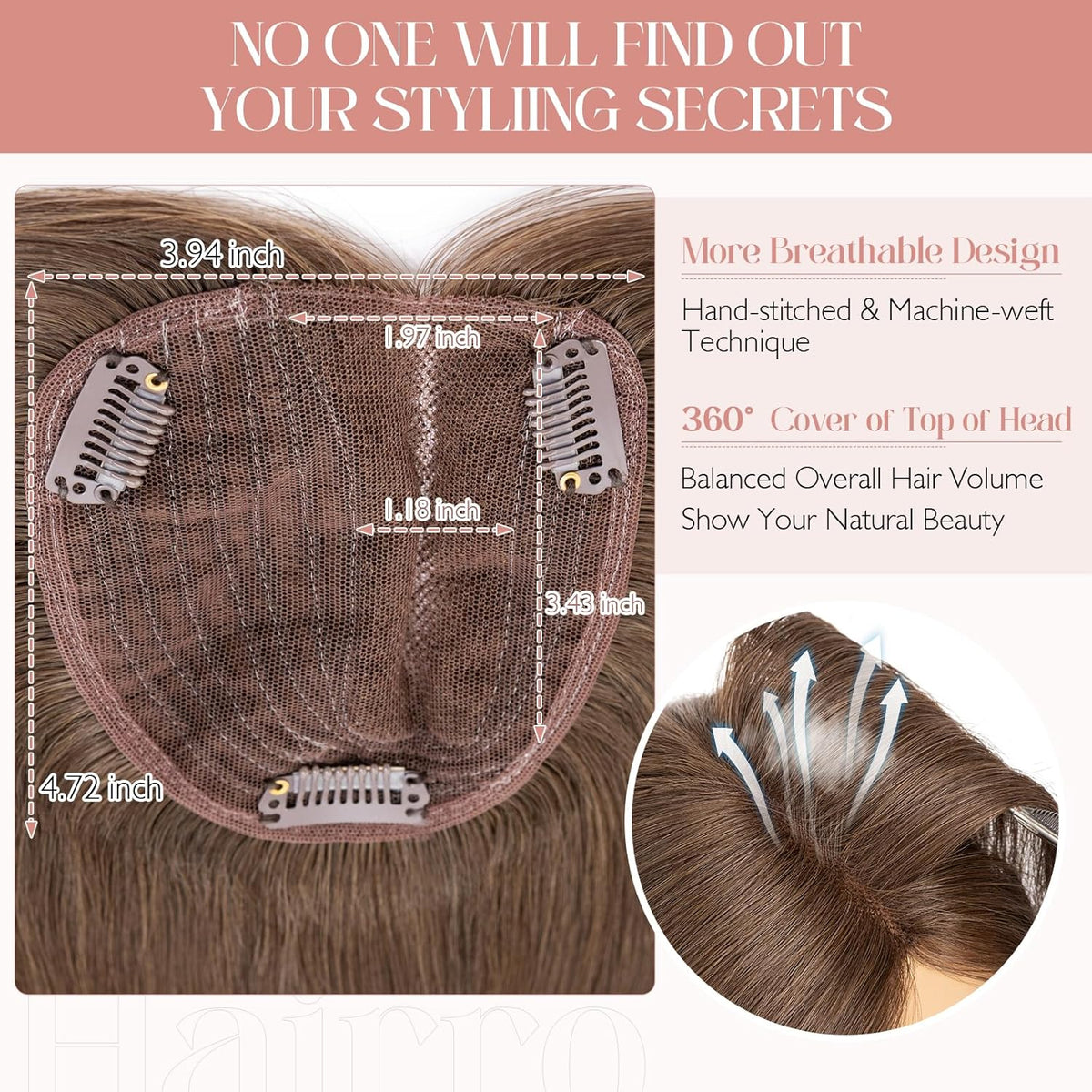 100% Human Hair Topper Silk Base N148446