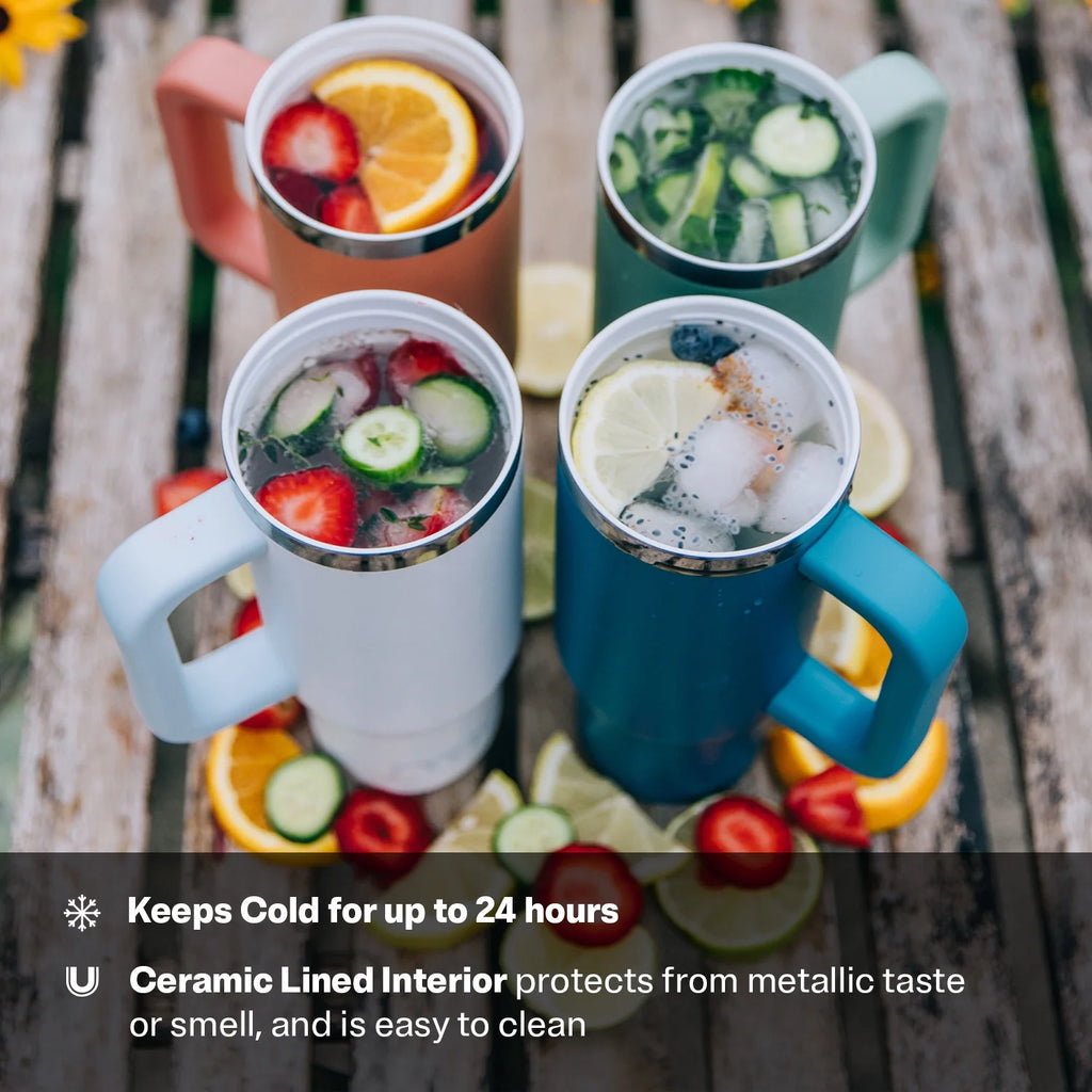 40 OZ Ceramic Lined Tumbler with Straw O56495