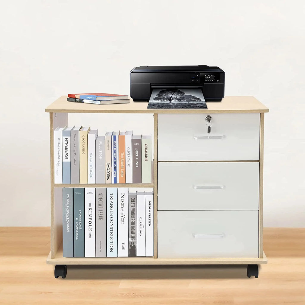 Mobile Lateral Filing Cabinet with Open Storage Shelves A23273