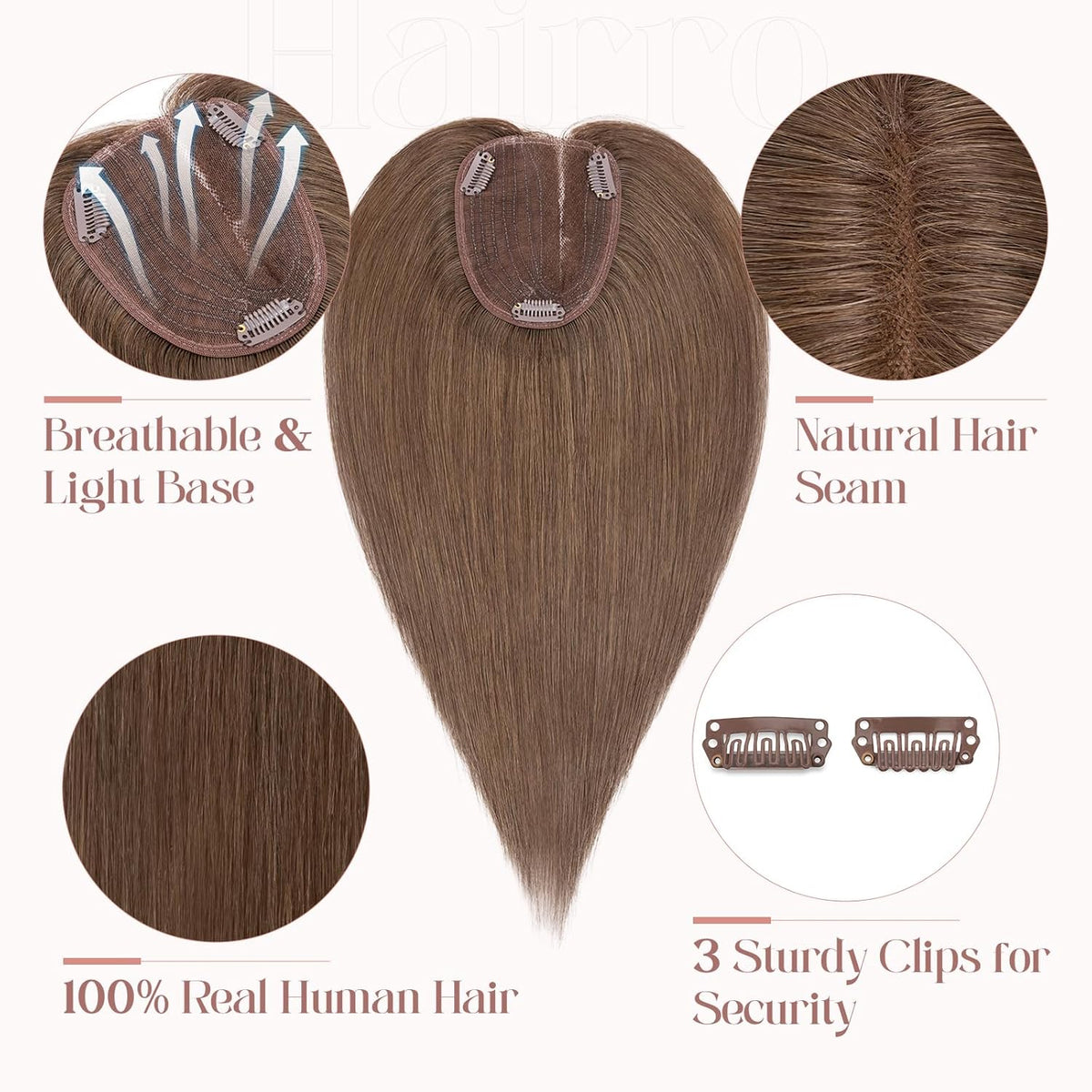 100% Human Hair Topper Silk Base N148446