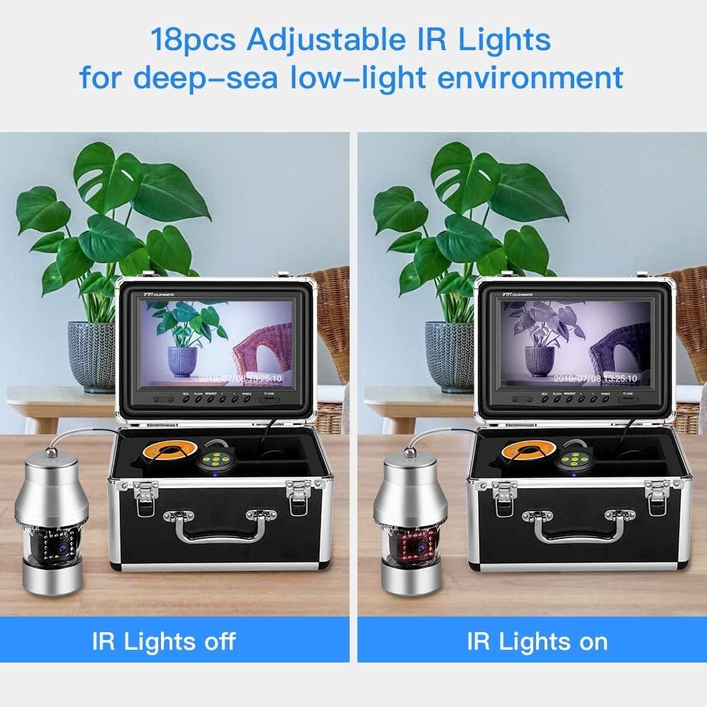 Underwater Fishing Camera 9 inch 360° Camera 1000TVL 18 IR Lights 30M Cable B444964