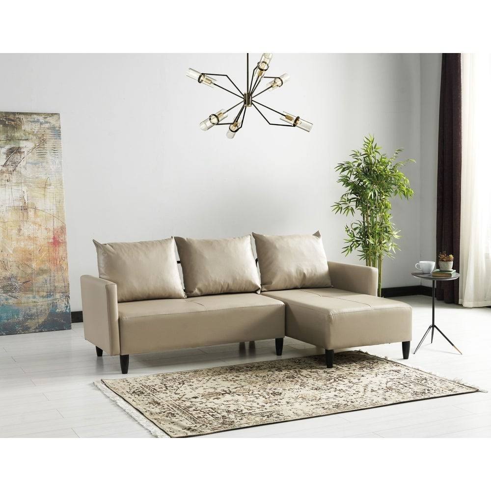 Contemporary Faux Leather Reversible Sectional B667