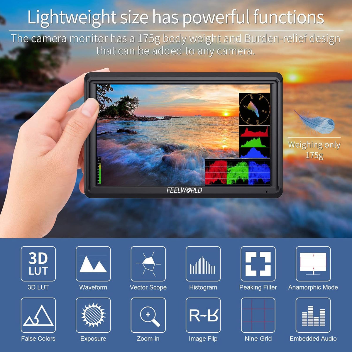 5.5 Inch 4k HDMI Camera Field Monitor with Sunshade and Tilt Arm Mount Z8519
