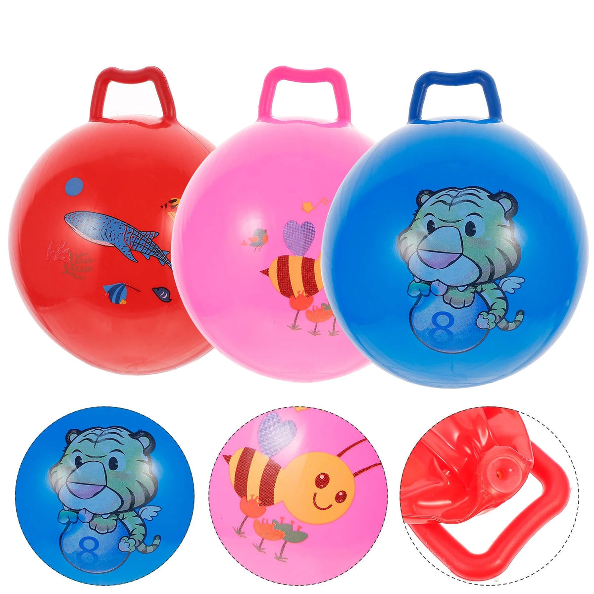 3Pcs Inflatable Hopper Balls with Handle P611