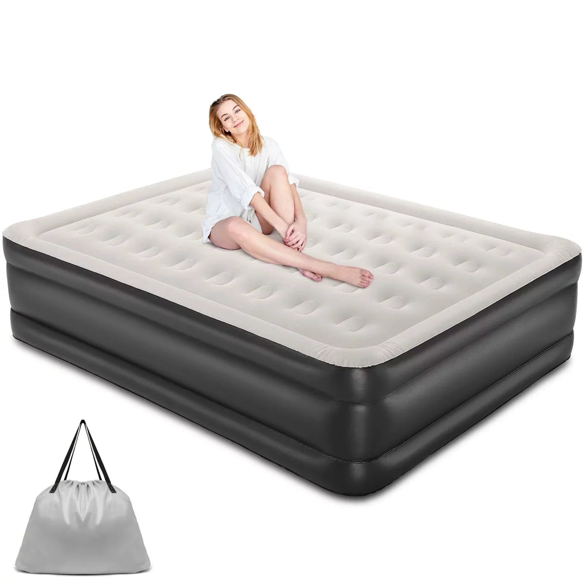 Queen Size Air Mattress with Built-in-Pump L666840