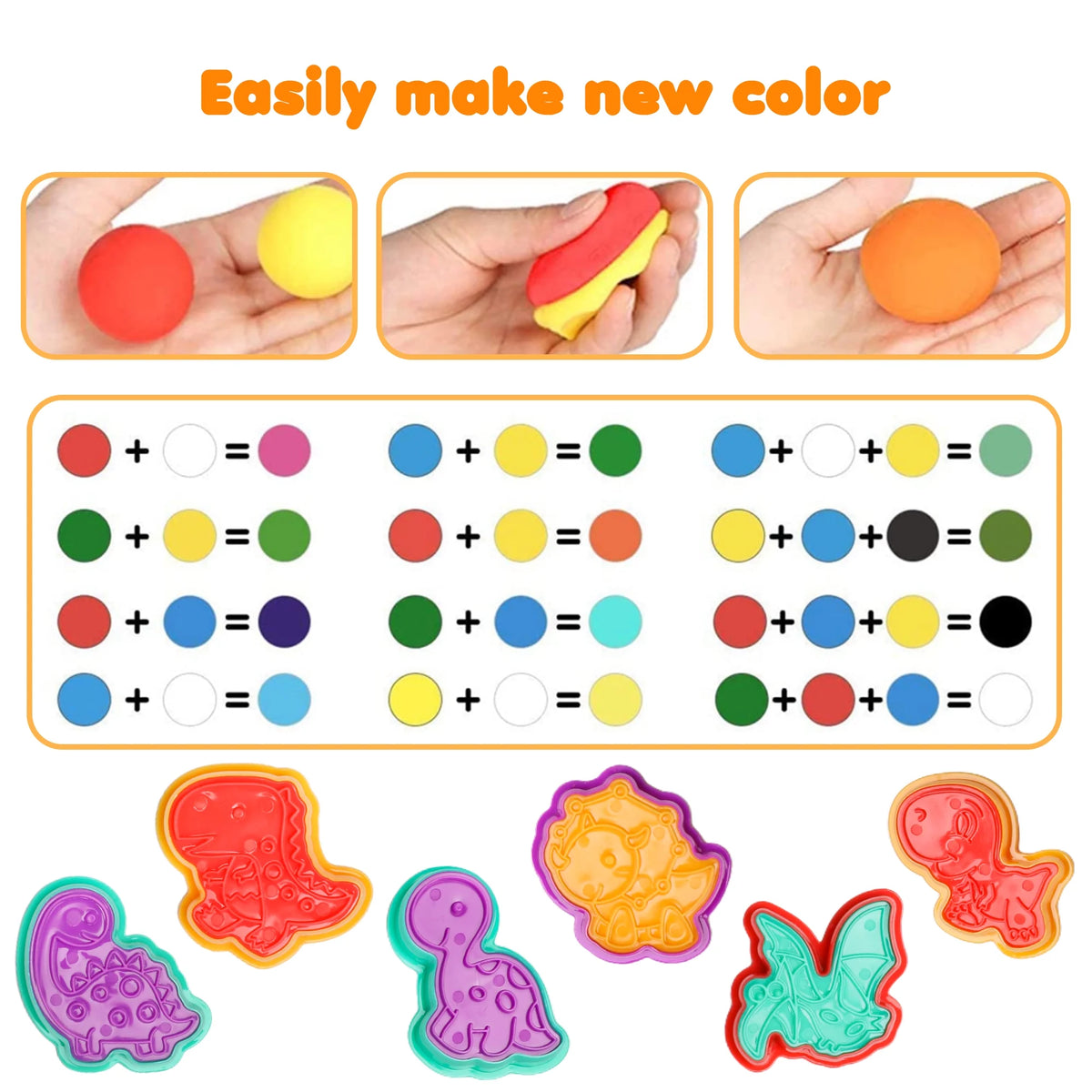 Play Dough Toys Colored Clay Set with Dinosaur Mold N40632