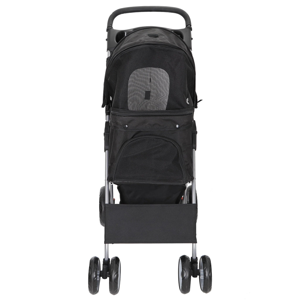 Folding Pet Stroller 4 Wheels Black T7749