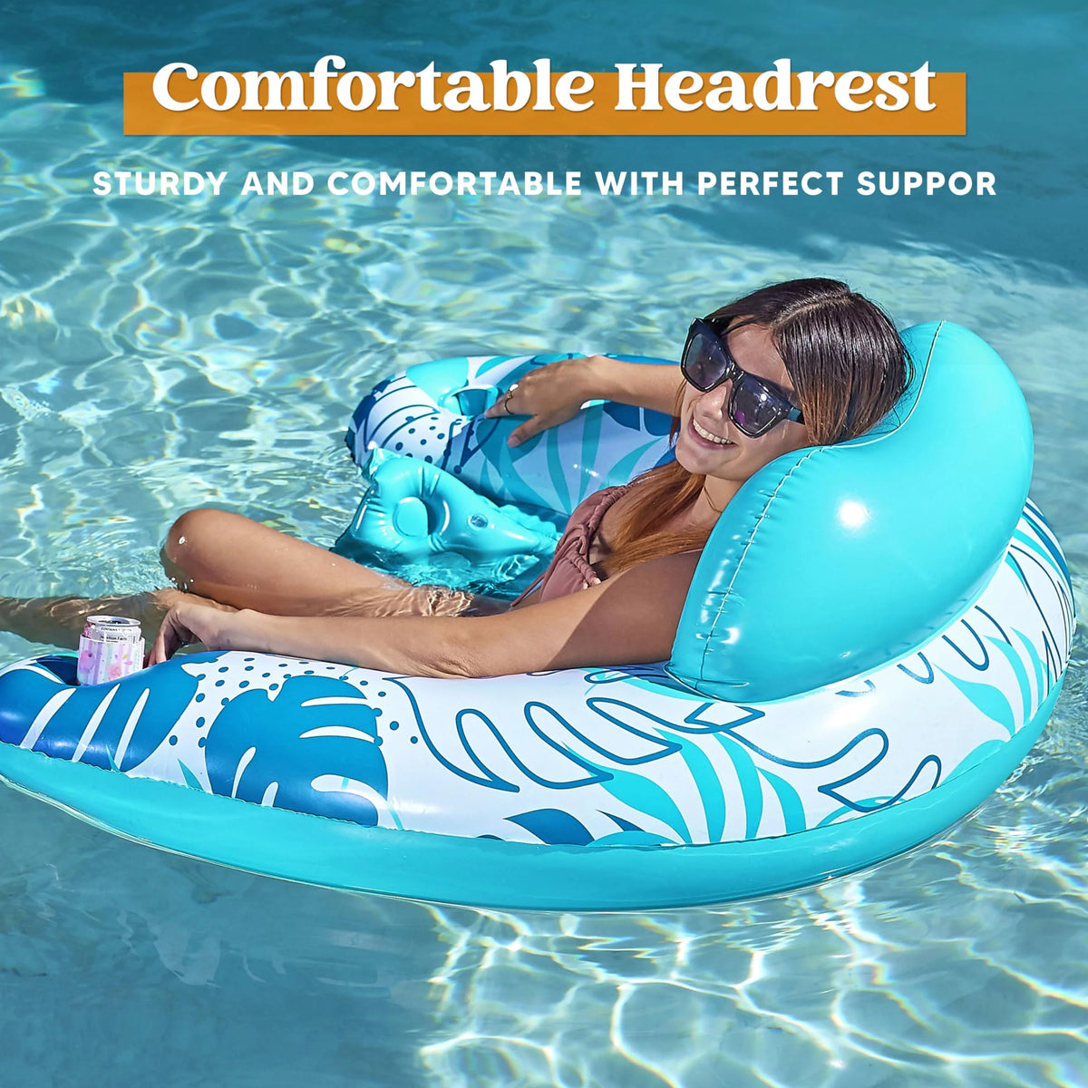 Inflatable Pool Chair Float with 2 Cup Holder I81264