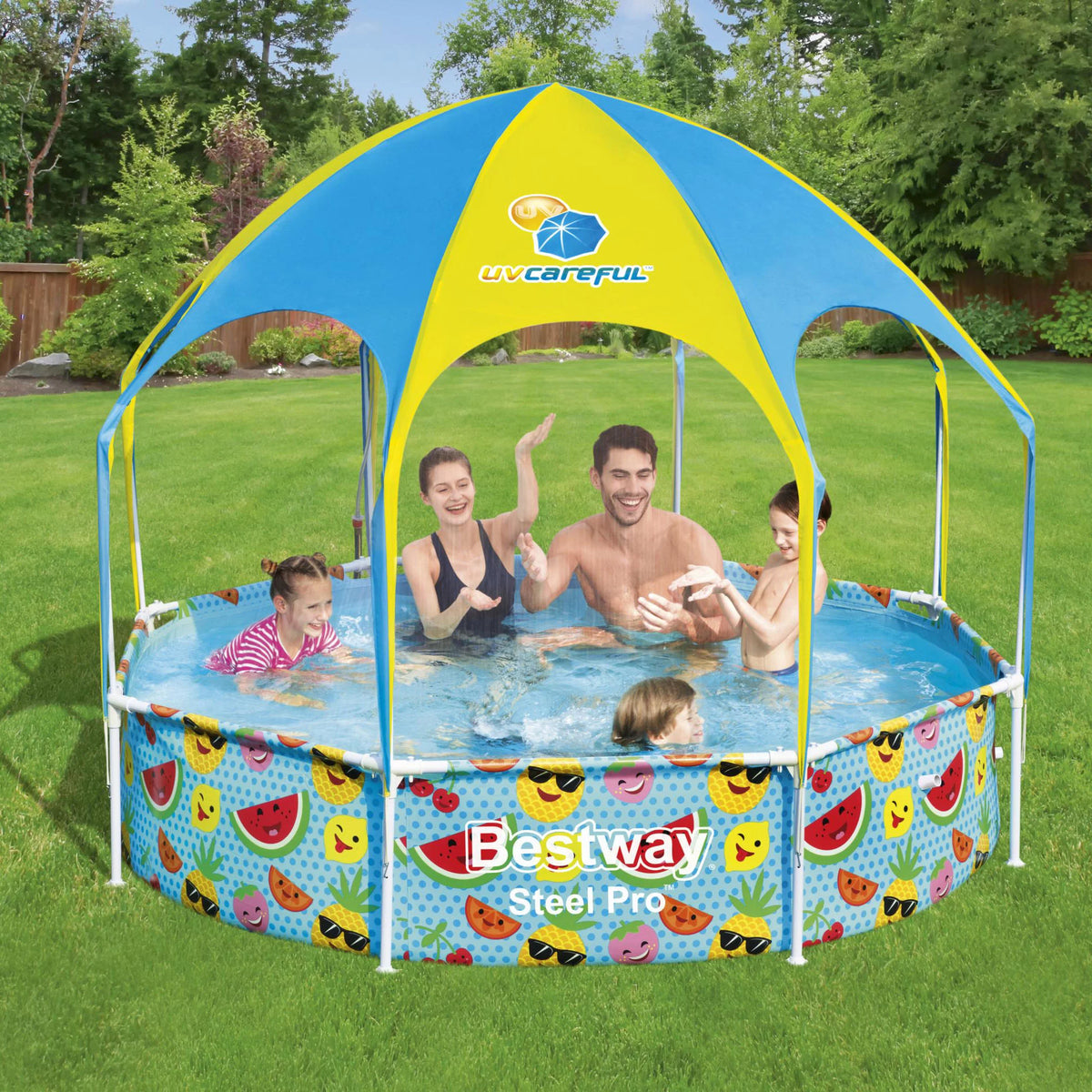 8' x 20" Round Above Ground Swimming Pool with Canopy P912151