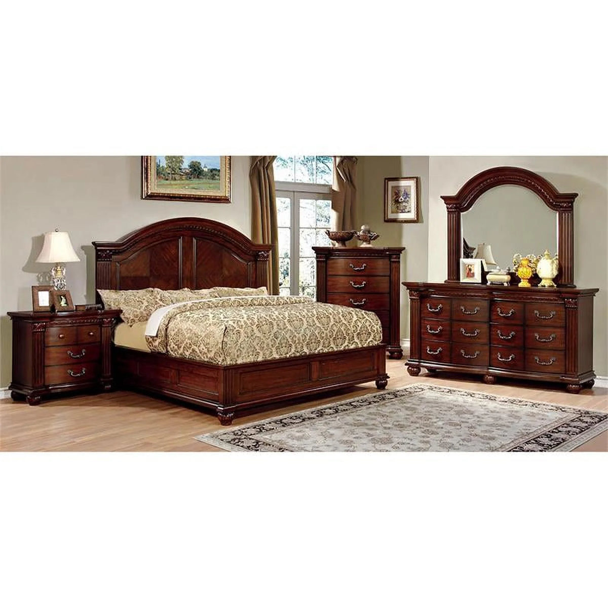 Cherry 2-Piece Wood Dresser and Mirror O37587