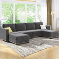 Dark Grey 6 Seater Modular Sectional Sleeper Sofa with Storage I8887