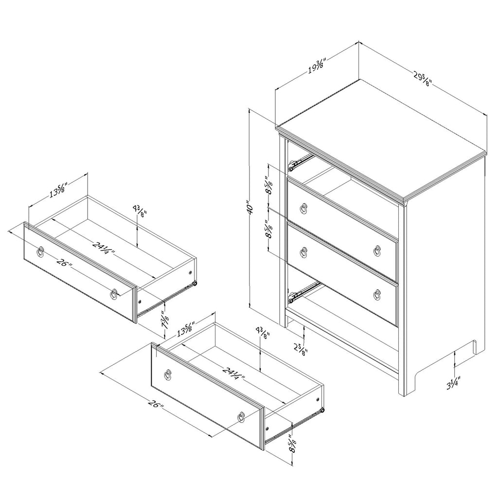 4 Drawers Dresser Pure White and Rustic Oak D7493