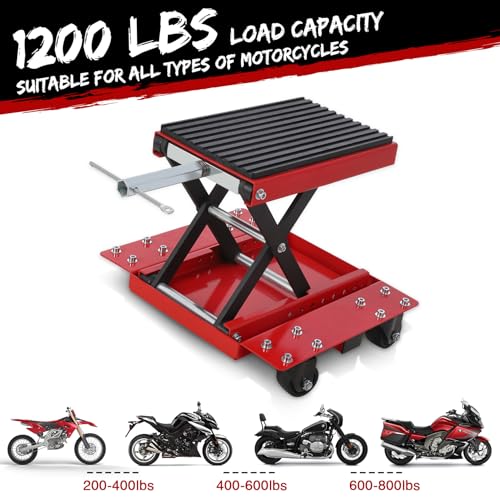 1200LBS Motorcycle Lift Jack Scissor Stand with Wide Deck U199390