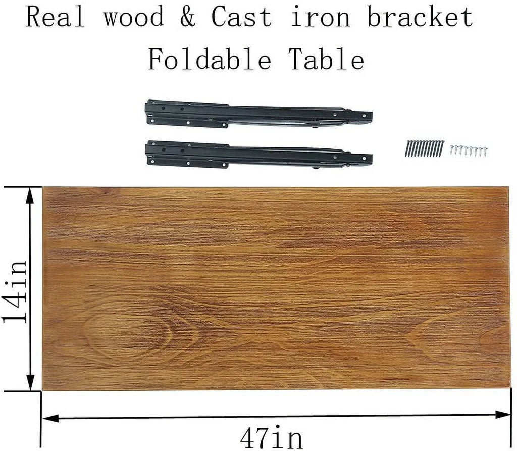 47" Lx14 W Folding Wall Mounted Pine Wood Table A54964