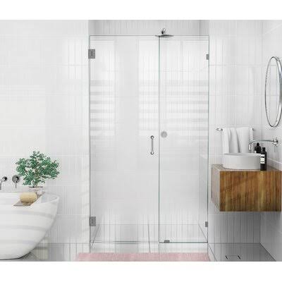 45.5x22 x 78x22 Hinged Frameless Shower Door Brushed Nickel E852