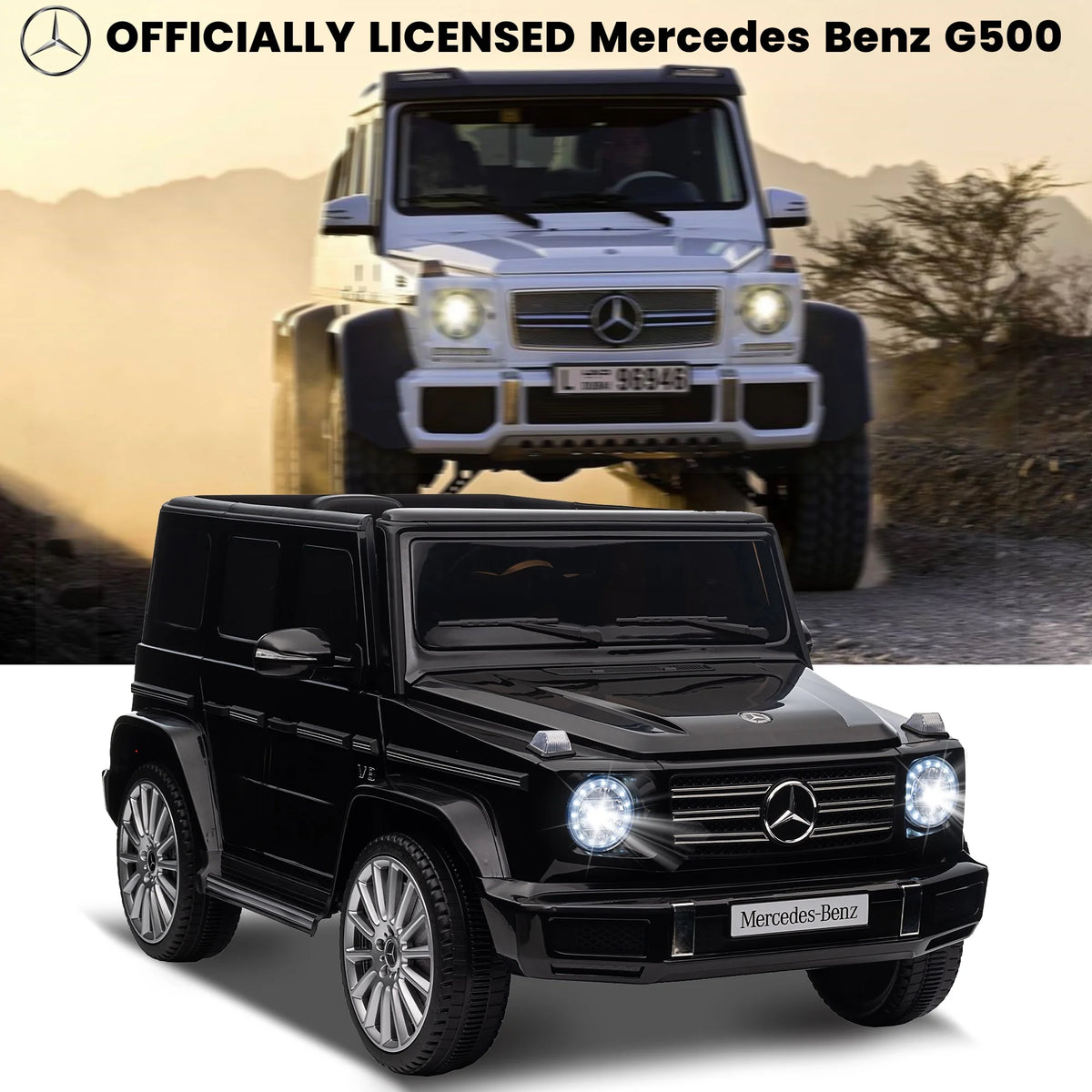 24V Remote Control Battery Powered Ride On Car with Bluetooth MP3 LED Lights Black L387361
