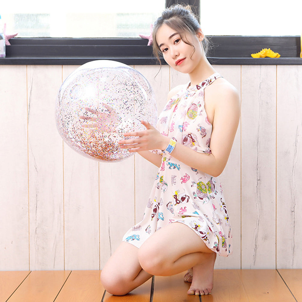 4pcs Glitter Sequin PVC Beach Balls Inflatable Toys with Pumps H904195