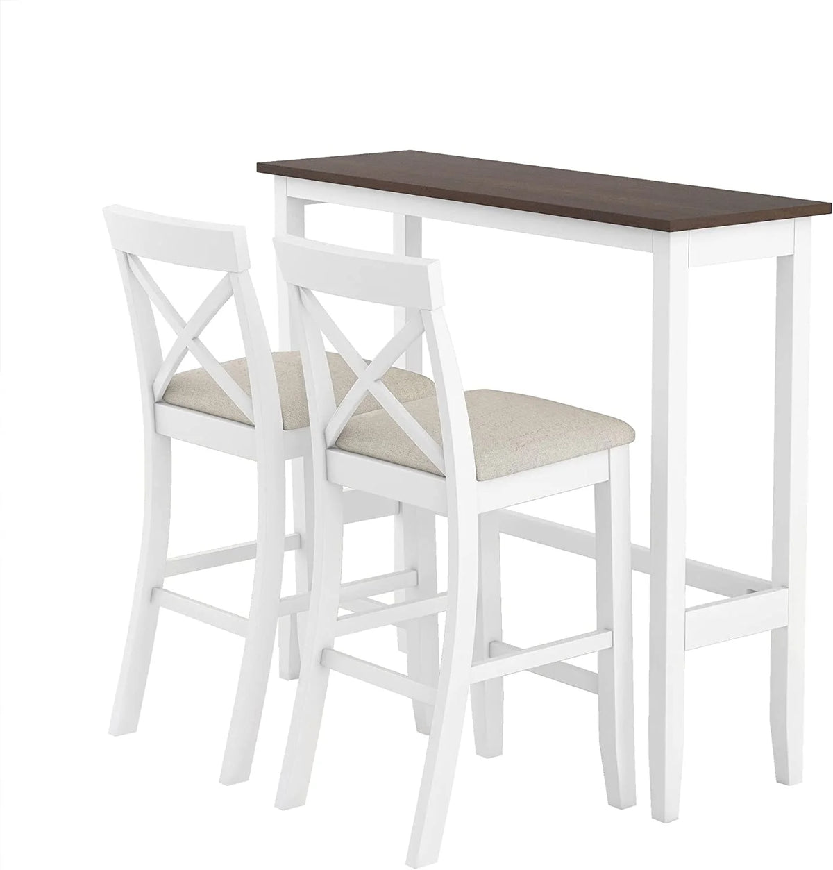 3 Piece Wood Dining Table Set with Upholstered Chairs Y31980