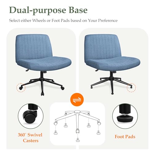 Beige Armless Cross Legged Office Chair with Wheels Z6715