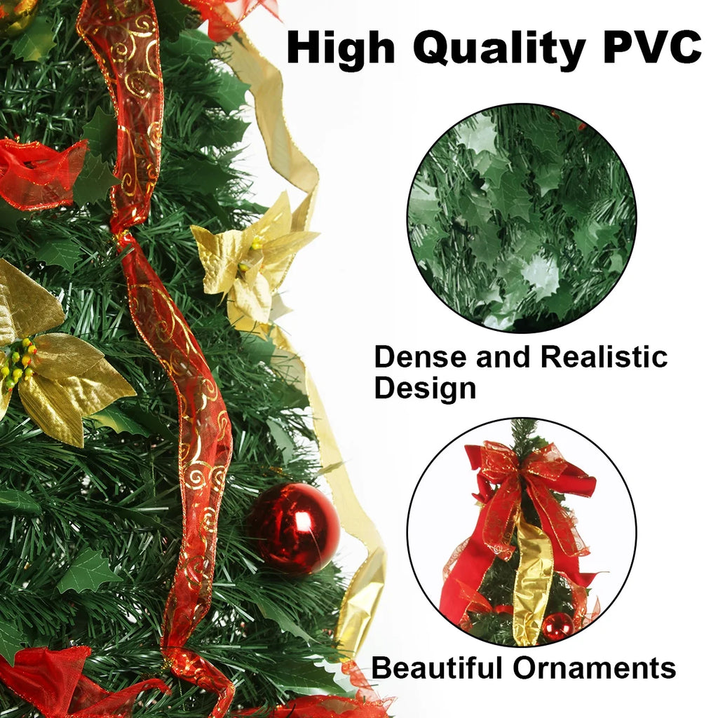 Red Gold Pre-lit Pop Up Christmas Tree with Remote N883