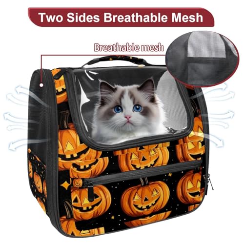 Pumpkin Cat Dog Pet Carrier with Locking Safety Zippers W10997