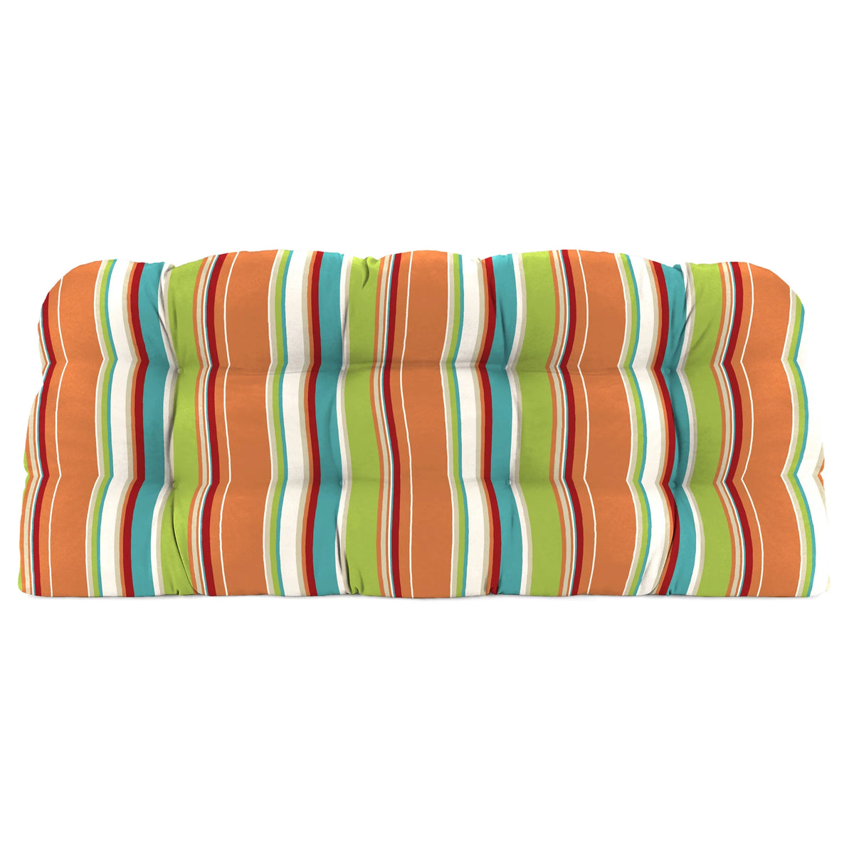 Multicolor Stripe Tufted Outdoor Settee Bench Cushion X62828