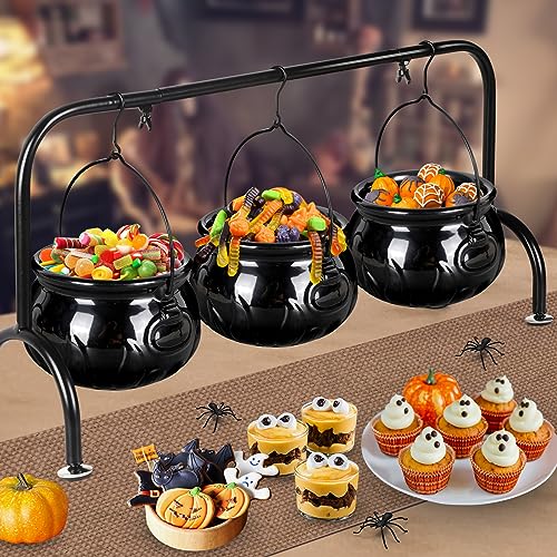 3 Ceramic Witches Cauldron Serving Bowls Set U3681