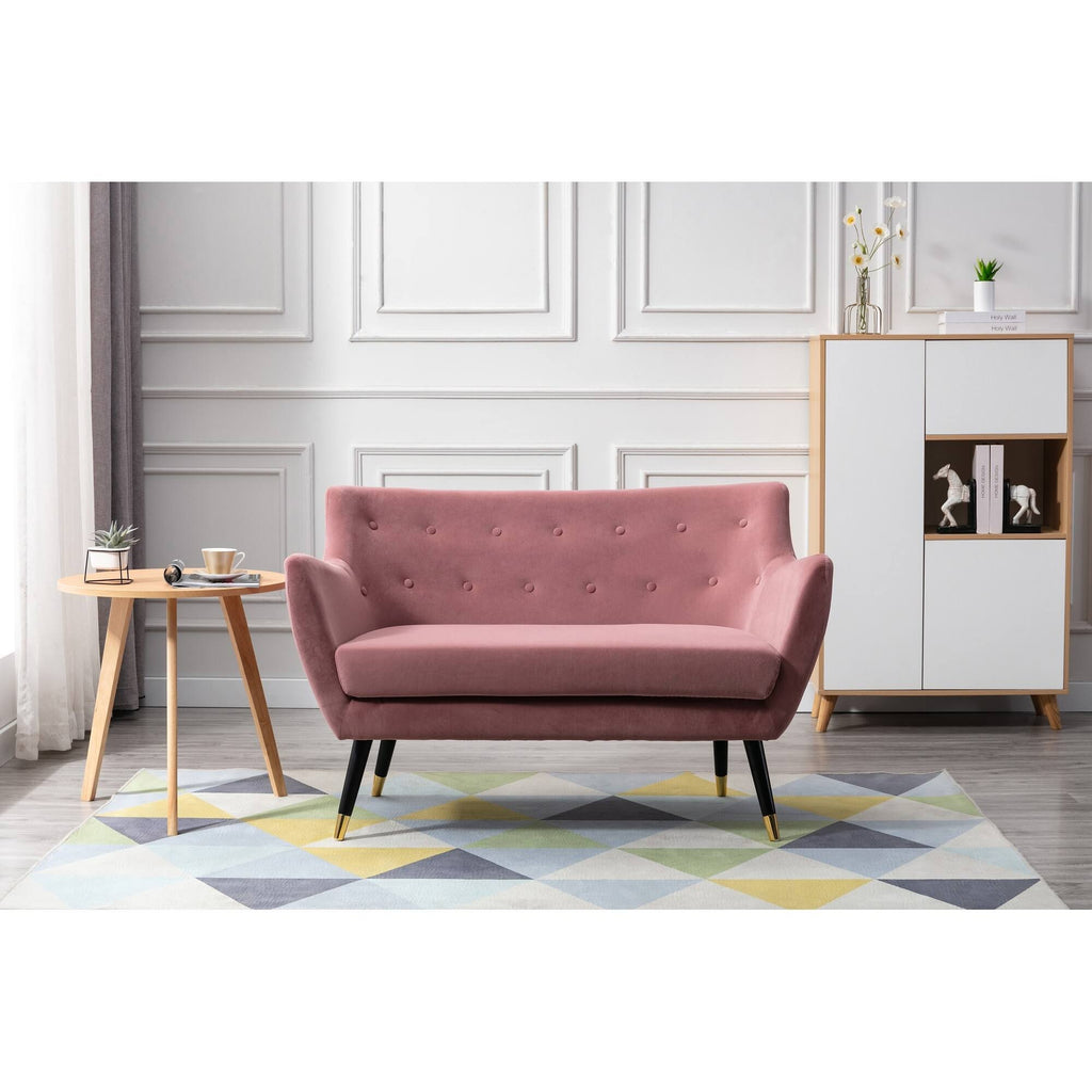 Grey Velvet Small Sofa with Wooden Legs G518