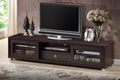 Dark Brown TV Cabinet with 2 Sliding Doors and Drawer Z57473