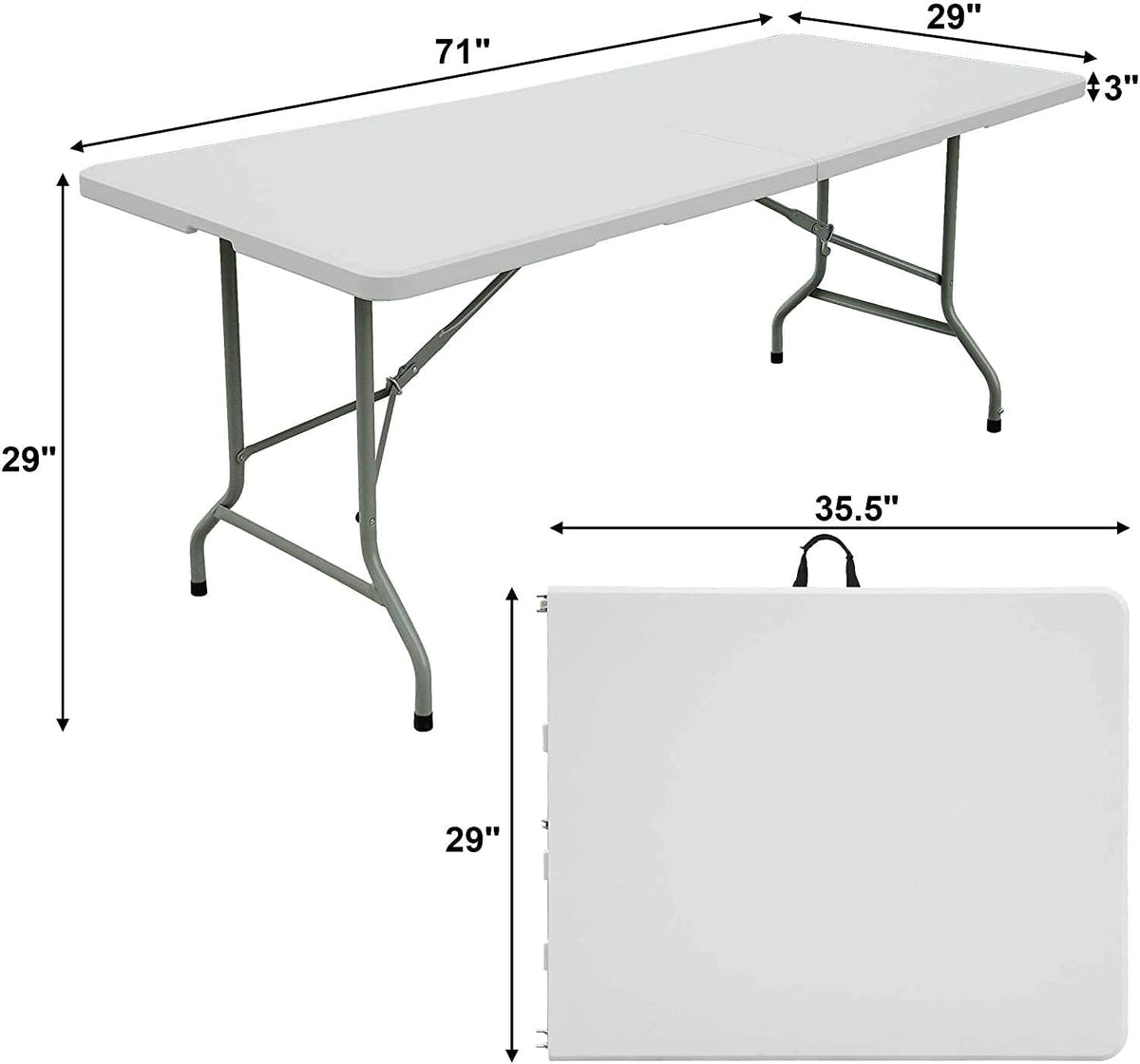 White Folding Plastic Dining Table with Handle S576