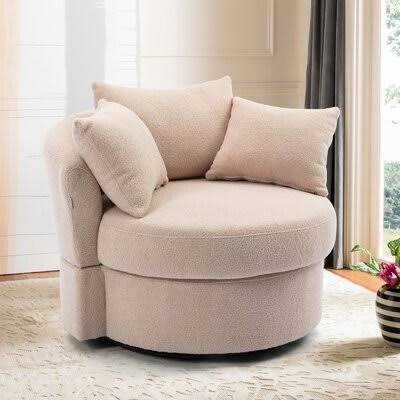 Camel Fabric Swivel Barrel Accent Chair F924