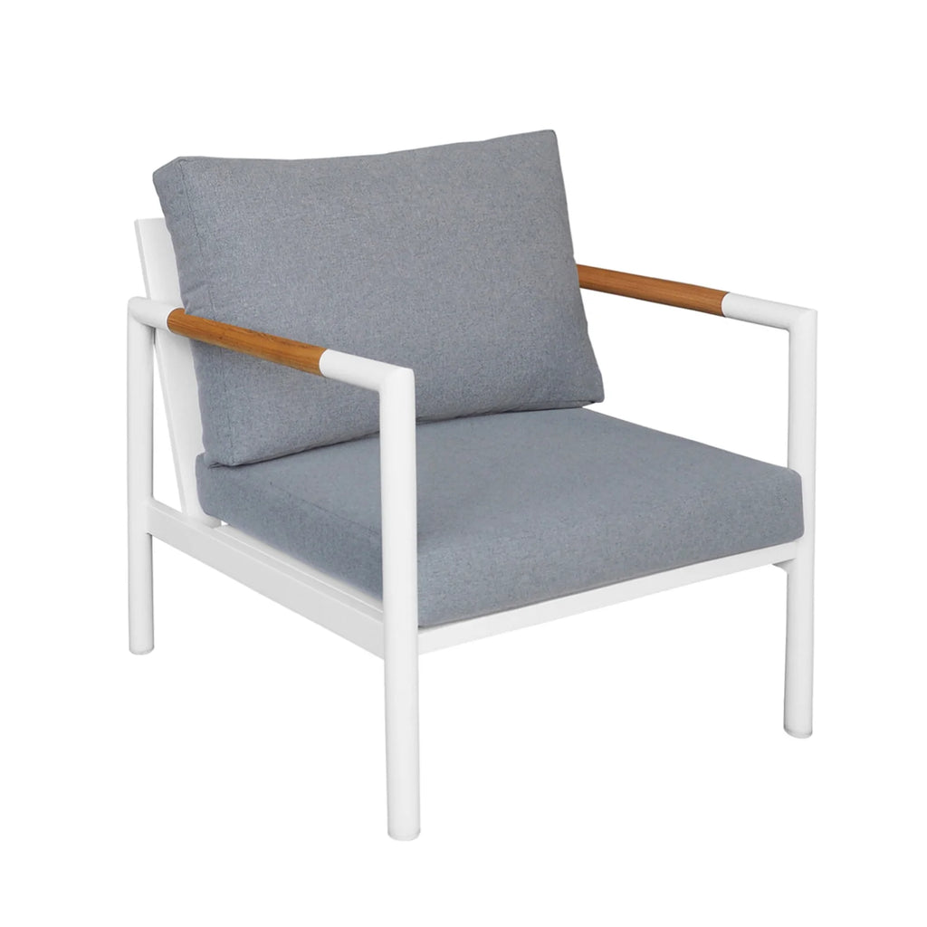White Gray Aluminum Outdoor Sofa Armchair with Cushions Y926766