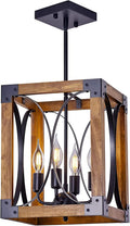 4-Light Wood Chandelier Pendant Light Fixture K1574