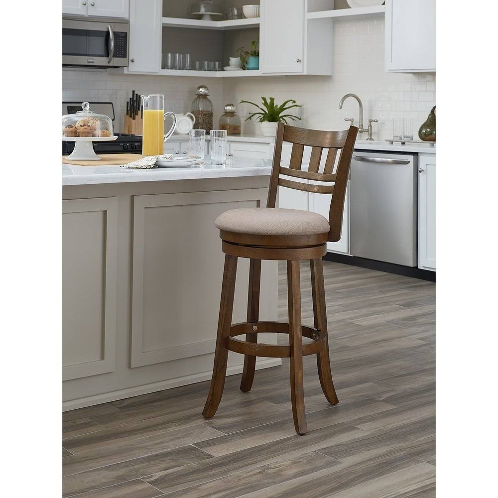 Burnt Brown Swivel Stool with Slatted Back U826