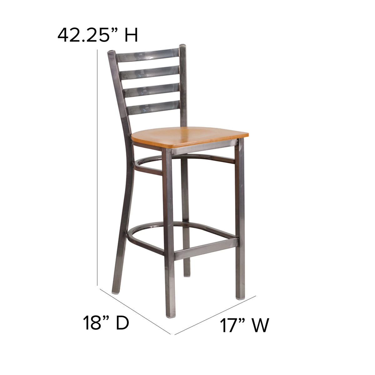 Clear Coated Metal Ladder Back Barstool Q48291