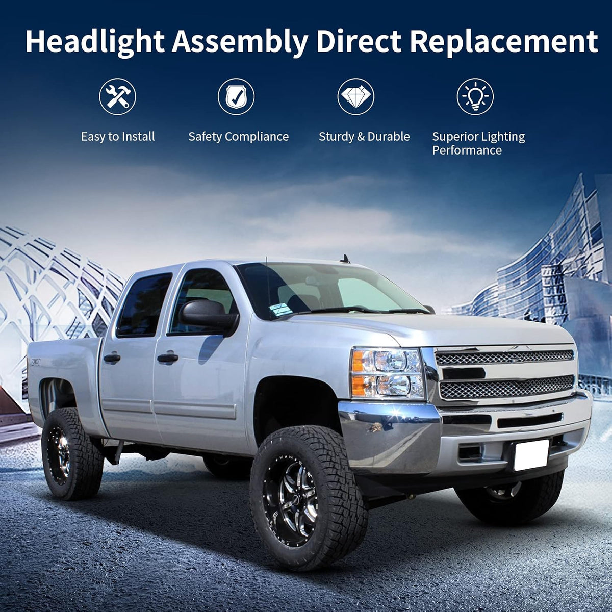 Headlight Assembly Clear Lens Chrome Housing with Amber Reflector K2205