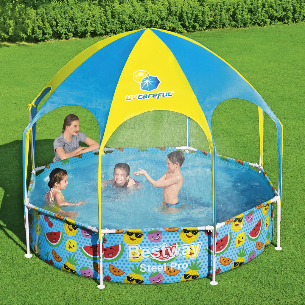 8' x 20" Round Above Ground Swimming Pool with Canopy P912151