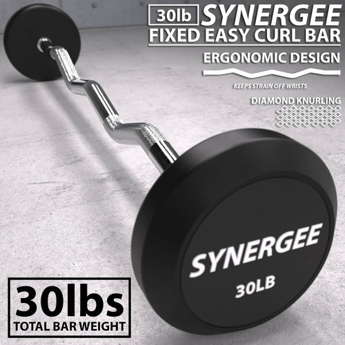 30lb Fixed Curl Bar Steel Bar Rubber Weight R6404