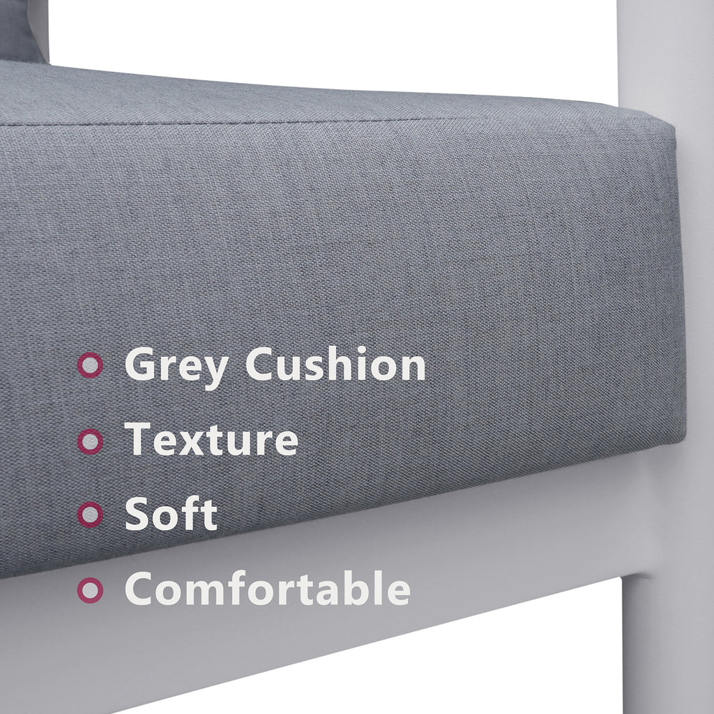 White Gray Aluminum Outdoor Sofa Armchair with Cushions Y926766