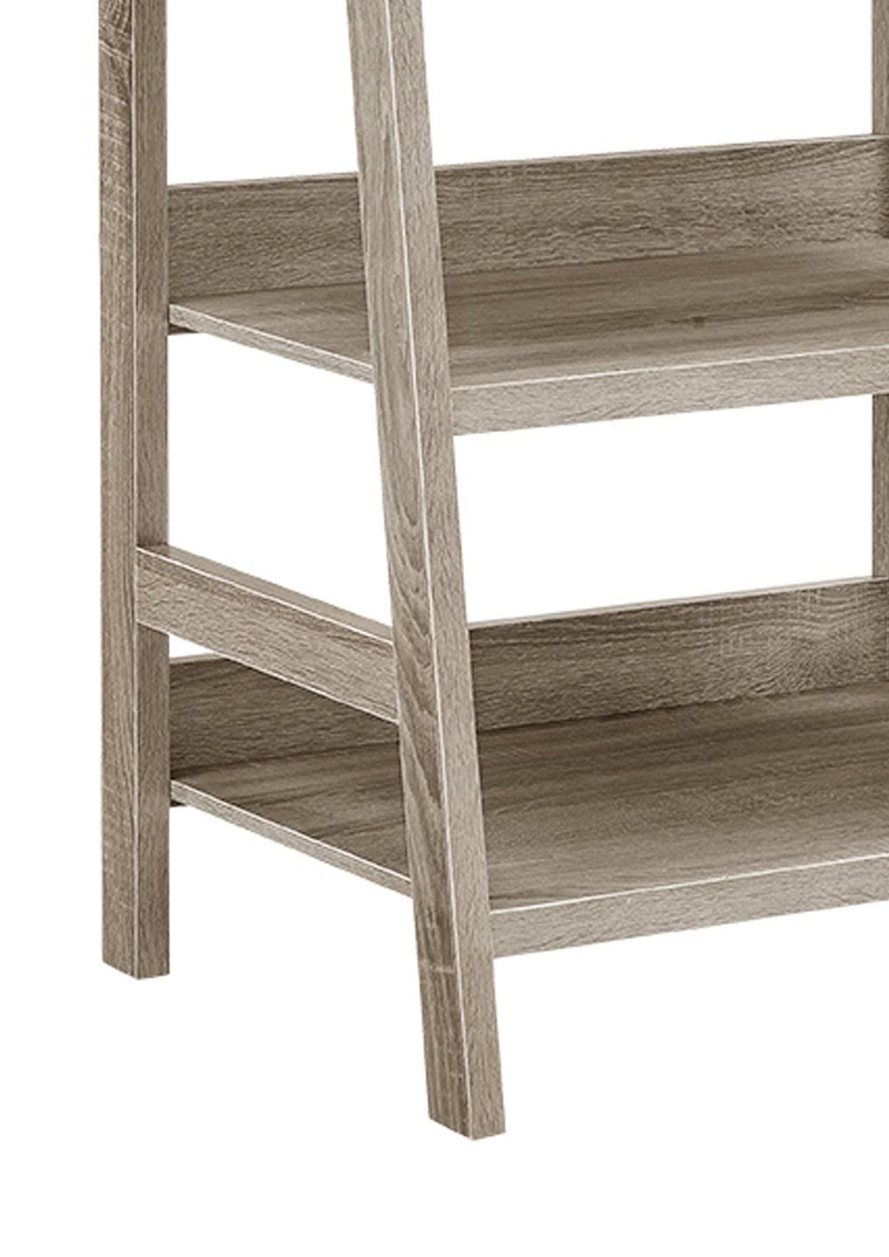 Gray Wooden Ladder Bookcase with Five Shelves N524