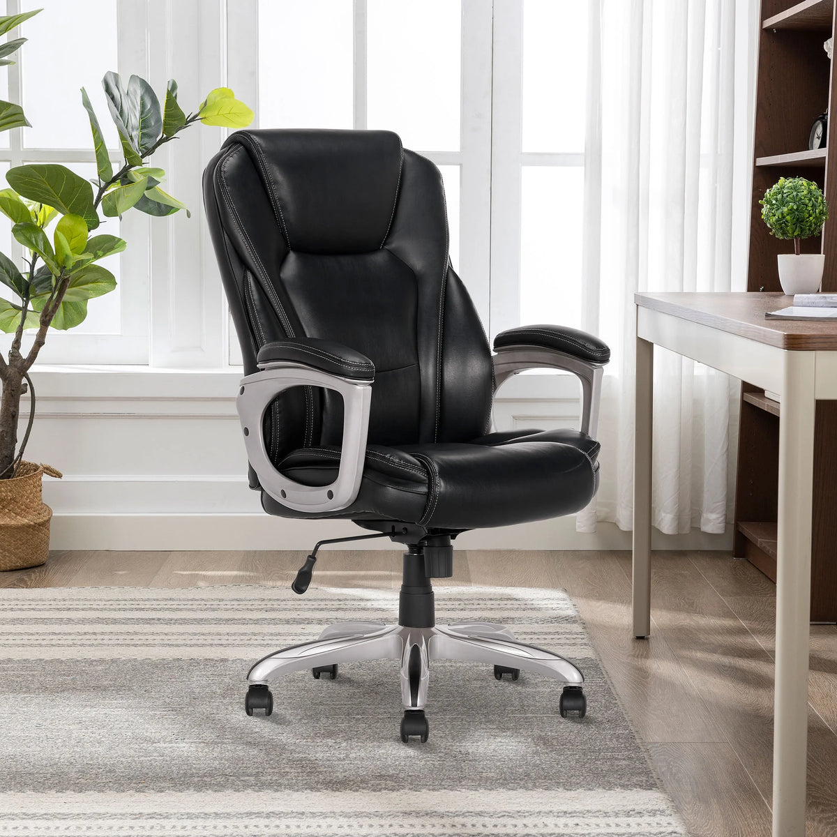 Black Bonded Leather Office Chair with Memory Foam G8102