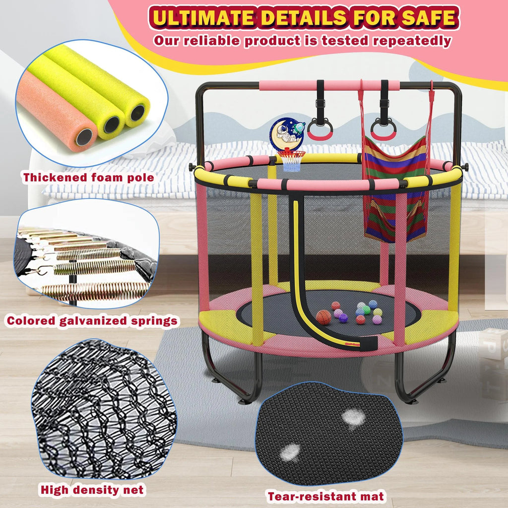 Mini Trampoline with Enclosure and Basketball Hoop N7623