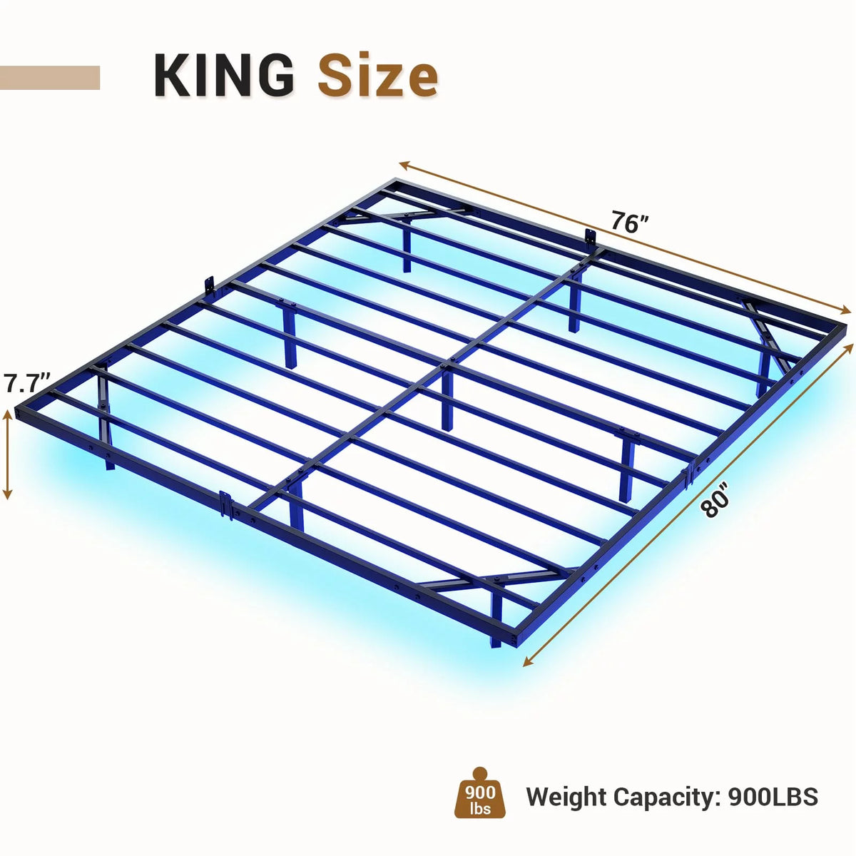 Queen Size Black Metal Platform Bed Frame with LED Lights E978