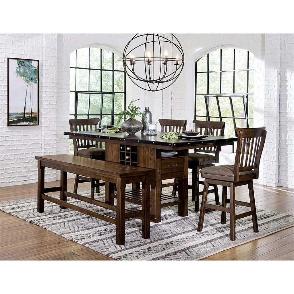 Wood Counter Height Dining Room Table in Dark Brown V3689