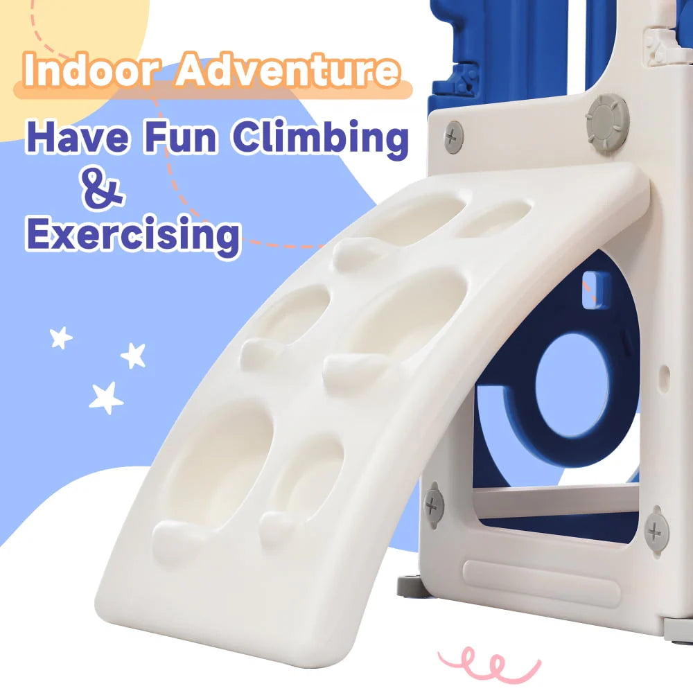 4 in 1 Toddler Climber and Slide Set with Basketball Hoop I44753