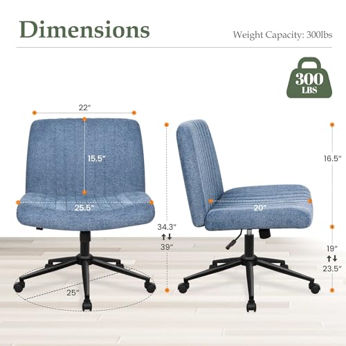 Beige Armless Cross Legged Office Chair with Wheels Z6715