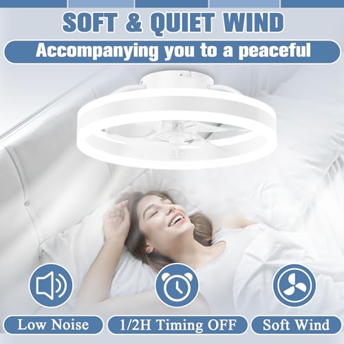 15.7in Low Profile Bladeless LED Ceiling Fan with Remote P913