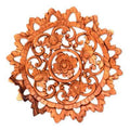 Lotus Blossom Circle Floral Wood Relief Panel Wall Décor F704