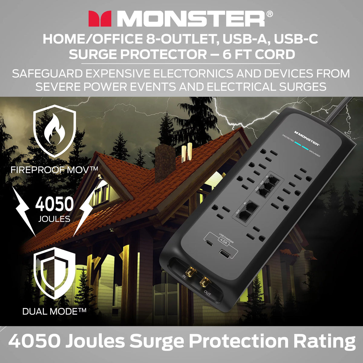 Black Heavy Duty Power Strip and Surge Protector E168